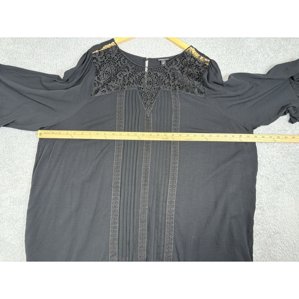 Torrid Womens Size 4 Black Lace Tunic Blouse Pintuck Ruffle Sleeve Boho Plus - Picture 10 of 11